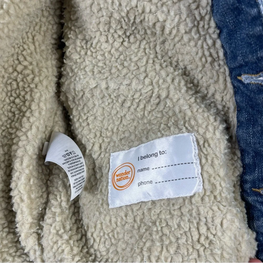 Wonder Nation Denim Jacket with Sherpa Collar
